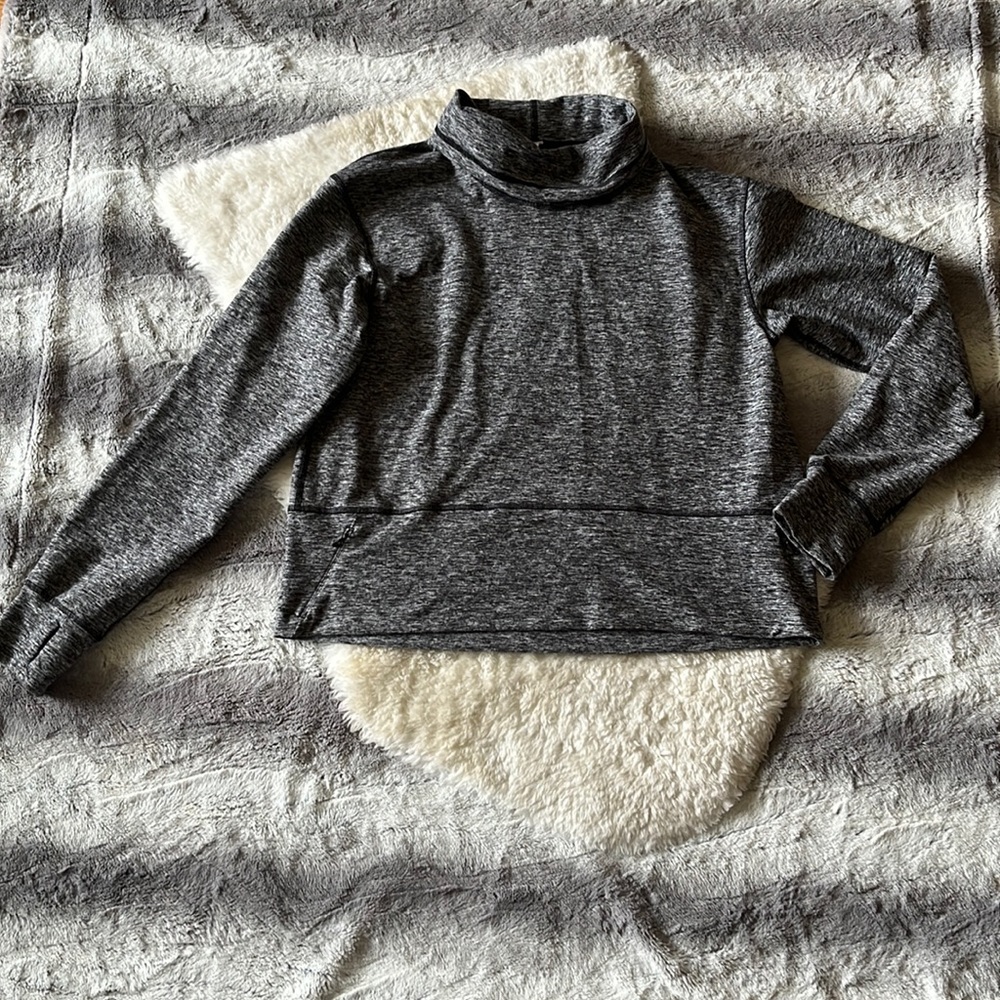 Lululemon Soft and Comfy Dark Grey Space Dye Mock Neck Long Sleeve Pullover
